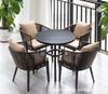 Mesas e Cadeiras de Rattan Personalizadas para Pátio Externo, Cadeiras para Loja de Chá com Leite em Vilas Externas com Combinação de Mesa de Café, Móveis Externos