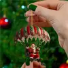 Globo aerostático de Navidad Papá Noel Adorno decorativo plano acrílico 2D Nuevas campanas Pequeño regalo Accesorio para árbol de Navidad
