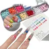 Uñas artísticas de macarrón de colores, cuentas semiesféricas, frijoles de caramelo de dopamina, decoraciones de perlas de fondo plano en caja, resina para uñas, pedrería