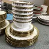Juego de Vajilla de Cerámica con Borde Dorado de 18 Piezas