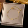 Pulseira de Aço Titânio de Alta Qualidade Que Não Desbota Leve Luxo Versátil Estilo Ins Banhada a Ouro 18K Joia de Mão Exquisita de Ponta