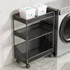Estante de almacenamiento para baño, gabinete de almacenamiento para huecos de baño, inodoro de pie, lavadora, carrito de baño, inodoro estrecho