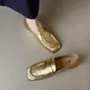 Zapatos Planos de Moda Plateados de 1 cm con Boca Baja, Suela Suave, Cómodos, Nuevos para Primavera y Otoño 2026, Cuadrados, sin Cordones, de Piel