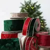 Nuevo Alambre de Hierro para Navidad Alambre con Borde Dorado Tela de Terciopelo Color del Árbol de Navidad Cinta Adornos Suministros de Decoración de Ambiente