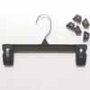 W6012 Cabide de Calças, Prendedor de Calças, Prendedor de Saias, Cabide de Calças Pendurado para Exportação, Plástico Preto Tamanho 30cm Fivela