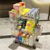 Carrinho de lanches de acrílico com prateleira de armazenamento, armazenamento de piso para banheiro, prateleira de armazenamento de cosméticos móvel