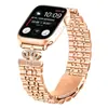 Adecuado para los nuevos relojes inteligentes Apple 1-10, Correa para la corona Apple Watch Ultra con Banda de Acero de Siete Perlas Tachonada de Diamantes