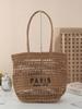 Verano Nueva Bolsa de Paja Bordada con Letras Bolsa Hueca Tejida a Mano Gran Capacidad Vacaciones en la Playa junto al Mar Bolsa para Mujer