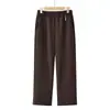 Pantalones versátiles de color liso tipo mom, nuevos pantalones de pierna recta para mujeres de 50-60 años, cintura elástica, pantalones para mujeres de mediana edad, pantalones largos de primavera y otoño