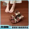Sandalias de tiras cruzadas con flor de pedrería para mujer, nuevo estilo de hada de verano, adecuadas para combinar con faldas, con tacones de aguja, zapatos de estilo romano