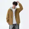 Jaqueta Falsa de Duas Peças para Homens, Novo Estilo de Outono, Casaco com Capuz e Zíper, Blusa Fashion Juvenil, Jaqueta de Couro Masculina Transfronteiriça