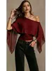 Camiseta de Color Sólido Versátil de Moda de Malla Transparente Asimétrica de un Solo Hombro Estilo Nuevo Europeo y Americano