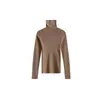 Suéter de punto fino sin costuras 100% lana pura para mujer, lavable a máquina, capa interior de punto de cuello alto, suéter fino de otoño ajustado 26