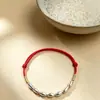 Pulsera de Hilo Rojo para Mujer, Hecha a Mano con Cuentas Doradas, Siete Cuentas de Arroz, para la Buena Suerte y la Seguridad, Regalo para el Año de Nacimiento
