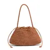Bolsa de Ombro Tecida em Camurça Fosca Retro para Mulheres Outono e Inverno Nova Bolsa Tote Cesta de Legumes Francesa Versátil Bolsa de Ombro