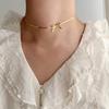 Diseño Personalizado Cadena de Cuello Gargantilla Collar de Lazo Hueso de Serpiente Pequeño Fresco Acero Titanio Dorado Plateado No Se Desvanece Trendy