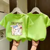 Camiseta Infantil de Algodão Puro Manga Curta Roupa de Verão para Meninas Nova Estampa Estilo Coreano Solta Confortável Respirável Camiseta Básica
