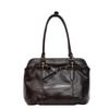 2024 Nova Celebridade da Internet Mesmo Estilo Fashionable Versátil Retrô Marrom Maleta com Design de Forma Côncava Bolsa de Ombro para Mulheres