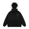 Chaqueta de plumón gruesa y cálida de invierno para pareja, abrigo de algodón, tendencia nacional para hombre, talla grande, retro, con capucha y cuello de pelo, abrigo de algodón
