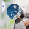 Ventoinha Redonda Tie-dye Imitação Estilo Étnico Criativa Azul Tingido Ventoinha Yunnan Check-in Foto em Branco Ventilador DIY Feito à Mão Personalização