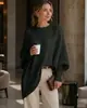 Suéter de punto pullover de cuello redondo para mujer, estilo cruzado europeo y americano, otoño e invierno 2026, suéter casual de color liso holgado para mujer, Amazon