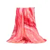 Lenço de Seda Falsa Novo para Comércio Exterior Primavera Verão Feminino Toque de Luxo Estampa Ondulada Leve Proteção Solar Lenço de Seda Versátil