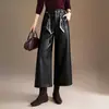 Calça Elegante e Jovem de Perna Larga Slim para Mulheres, Novo Estilo Outono 2026, Cintura Alta com Lenço de Seda, Emagrecimento, Caimento Fluido, Casual Solto Tendência