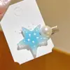 Pinza para el pelo de estrella de mar colorida con degradado de color temática del océano estilo dulce y fresco vacaciones en la playa pinza para flequillo de estrella de cinco puntas accesorios para el cabello