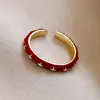Anillo Abierto Forma de Gota de Aceite Chapado en Oro Real de 14K Nuevo Estilo Chinoiserie Retro Elegante Anillo para Dedo Índice Lujo Accesible Anillo de Gama Alta para Mujeres