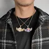 Colgante de marco de fotos de alas redondas de memoria fotográfica europea y americana, colgante de collar de hip hop con microincrustaciones de circonita, personalidad sólida, accesorios de bricolaje