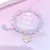 Novo Bracelete de Cristal Creme para Mulheres, Joia Versátil Estilo Ins Primavera e Verão, Bracelete de Vidro Flor e Lua Atacado