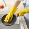 Guantes Domésticos de Goma Uso Doméstico Lavandería Limpieza Guantes Resistentes al Desgaste Antideslizantes Color Piel de Vaca de Alta Densidad Impermeable Guantes para Lavar Platos