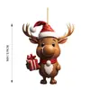 Adorno Colgante Plano de Acrílico para Coche, Reno de Dibujos Animados Lindo, Pelrado Natal, Decoración Navideña