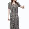 Vestido holgado de manga corta de talla grande para mujer de mediana edad y mayor de 200 kg, chaqueta larga a cuadros nueva de estación europea transfronteriza