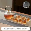 Tetera de vidrio de borosilicato alto a prueba de explosiones a alta temperatura patrón martillado transparente cafetera casera asa de cobre asa asa viga olla juego de té al por mayor