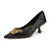 C688-3 Tacones de Aguja Apuntados con Pedrería Francesa para Mujer Verano 2025 Nuevos Cómodos Mocasines de Piel Genuina Bai