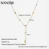 Collar Cruzado Chapado en Oro de 18K con Forma de Gota de Agua Geométrico de Circonita Cadena en Forma de Y Acero Inoxidable Conservación del Color Joyería de Lujo Ligero Diseño de Nicho para Mujer