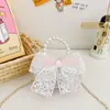 Bolso de Mano con Perlas Estilo Princesa para Niñas Bolso de Hombro Dulce con Lazo de Encaje Estilo Chanel Bolso Cruzado con Cadena Bolso Infantil