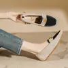 Zapatos de princesa 2024 nuevos zapatos de punta cuadrada de una sola capa zapatos tejidos de punto para mujer mocasines casuales de comercio exterior transfronterizo zapatos tipo guisante para mujer