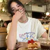 Camiseta feminina de manga curta 2026 nova tendência de verão popular design de algodão puro nicho top de verão