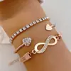 Pulsera Nueva Transfronteriza para Damas con Diseño de Abertura, Creativa, Retro, Simple, de la Suerte, con 8 palabras, Juego de Tres Piezas