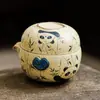 Set de Té de Viaje Cerámico Azul y Blanco Rojo Flint Utensilios para Preparar Té Tetera Portátil para Exteriores Taza Rápida Portátil