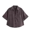 Camisa Casual de Manga Corta para Mujer Estilo Europeo y Americano Comercio Exterior Verano Transfronteriza Solapa Moda Casual de un Solo Botón