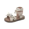 Sandalias Romanas de Caña Alta para Niñas Verano Niños Lazo Suave Suela Zapatos de Princesa Niños Medianos y Grandes Punta Abierta Sandalias de Playa