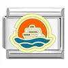 Pulseira Modular DIY Italiana Série Navio do Mar Design Nicho Pintura a Óleo Pulseira Elástica Gotejamento de Óleo Aço Inoxidável para Homens e Mulheres