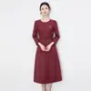 2511908-Nanyou Luxo Acessível Alta Costura Francesa Elegante Roupa de Trabalho Vestido Cinturado Comprimento Médio Elegante Feminino