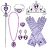 Disfraz de Princesa de Halloween Accesorios Regalo de Cumpleaños para Niños Corona de Gemas Varita Mágica Guantes Pendientes Collar