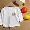 Camiseta 100% algodão para crianças, design de desenho animado, camada base para primavera e outono, nova blusa de bebê, manga longa estampada para meninas, estilosa