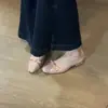Primer encuentro: Zapatos de noche elegantes y delicados de estilo francés para mujer, con punta cuadrada, efecto adelgazante, un dulce lazo y diseño de tira trasera