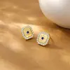 Pendientes de Estrella de Ocho Puntas con Zirconia de Diseño Original de Henna para Mujer, Pendientes de Moda de Lujo Ligero Europeos y Americanos Estilo Ins, Exclusivamente para Ventas Transfronterizas
